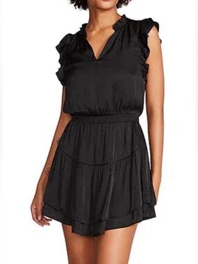 The Reset Black Mini Dress with Ruffle Sleeves